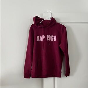 GAP Burgundy Hoodie with Pink Logo Size M
